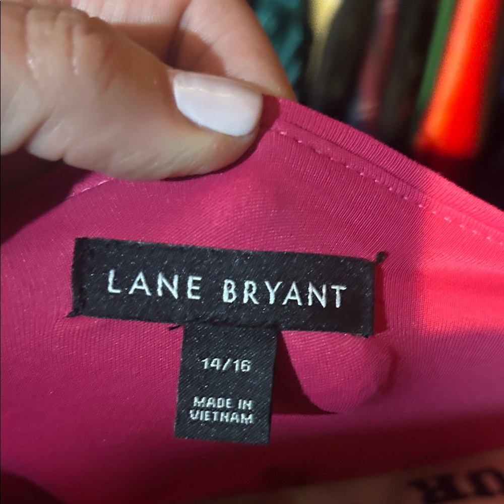 Lane Bryant Fuchsia Glitter Wrap Blouse - Picture 2 of 3